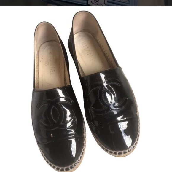 COPY - 💯 Authentic Chanel Black Patent Leather Espadrilles - Picture 2 of 5